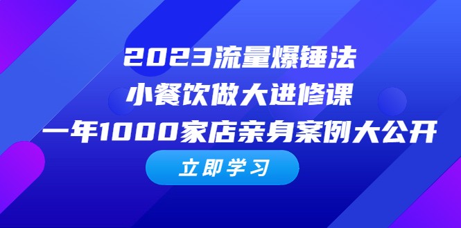 2023流量 爆锤法，小餐饮做大进修课，一年1000家店亲身案例大公开-巨丰资源网