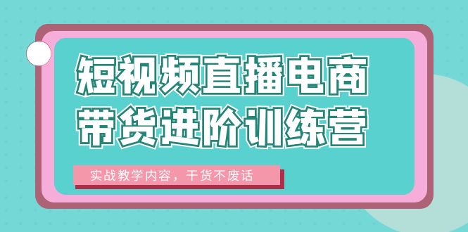 短视频直播电商带货进阶训练营：实战教学内容，干货不废话！-巨丰资源网