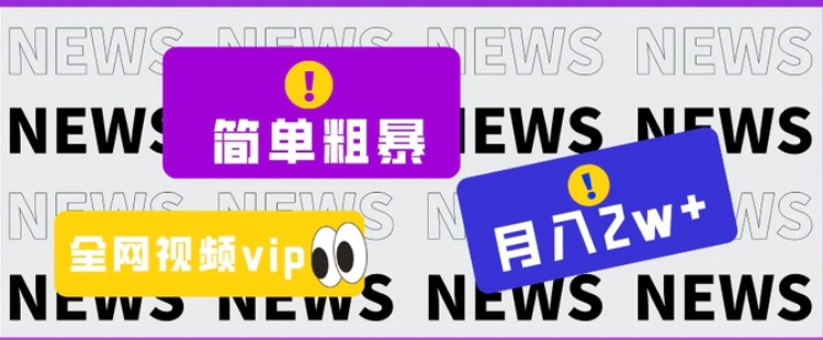 简单粗暴零成本，高回报，全网视频VIP掘金项目，月入2万＋-巨丰资源网