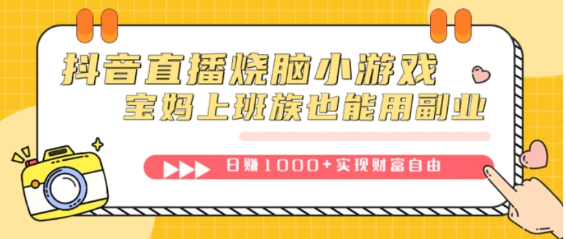 抖音直播烧脑小游戏，不需要找话题聊天，宝妈上班族也能用副业日赚1000+-巨丰资源网