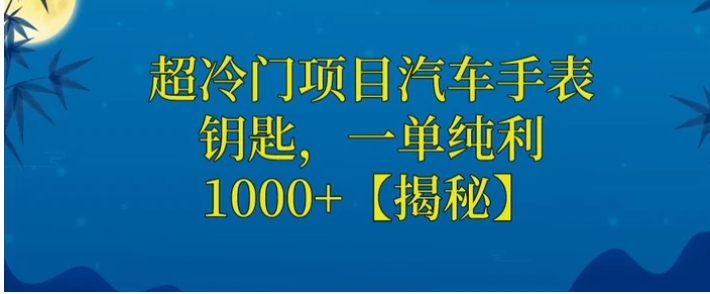 超冷门项目汽车手表钥匙，一单纯利1000+-巨丰资源网