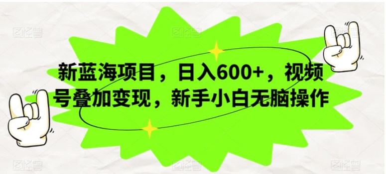 新蓝海项目，日入600+，视频号叠加变现，新手小白无脑操作【揭秘】-巨丰资源网