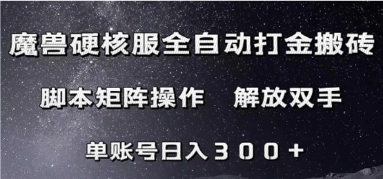 魔兽硬核服自动打金搬砖，脚本矩阵操作，单账号300+-巨丰资源网