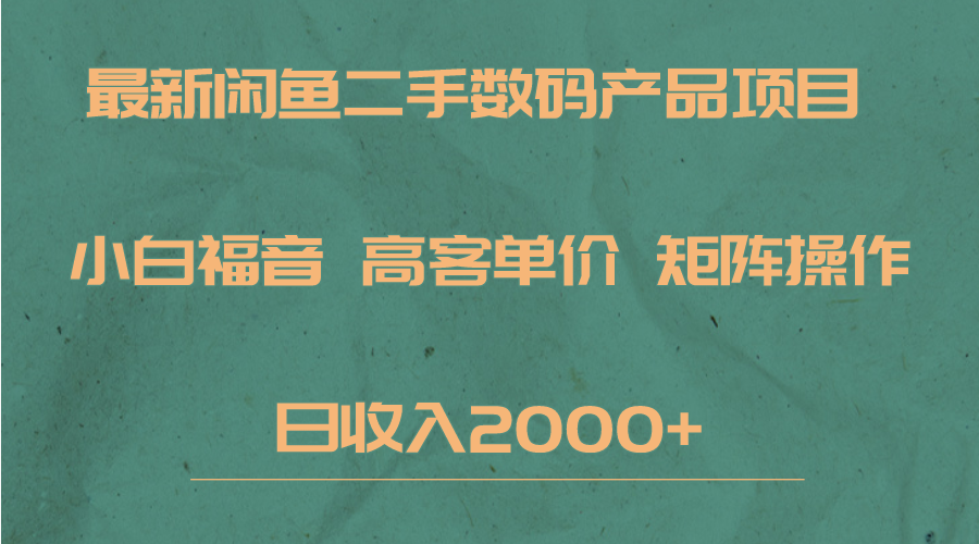 最新闲鱼二手数码赛道，小白福音，高客单价，矩阵操作，日收入2000+-巨丰资源网