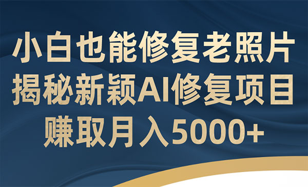 《AI老照片修复项目》小白也能修复！赚取月入5000+-巨丰资源网