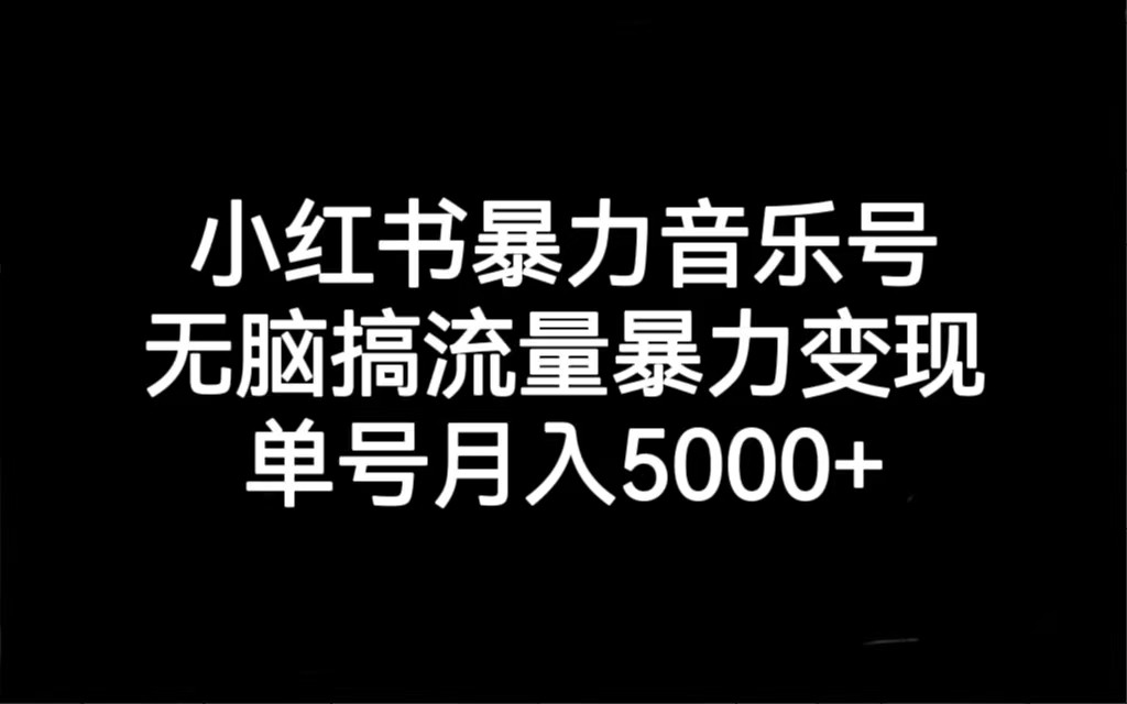 小红书暴力音乐号，无脑搞流量暴力变现，单号月入5000+-巨丰资源网