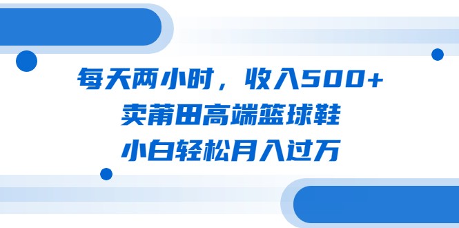 每天两小时，收入500+，卖莆田高端篮球鞋，小白轻松月入过万-巨丰资源网