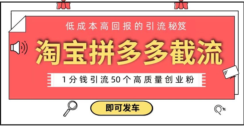 淘宝拼多多电商平台截流创业粉 只需要花上1分钱，长尾流量至少给你引流50粉-巨丰资源网