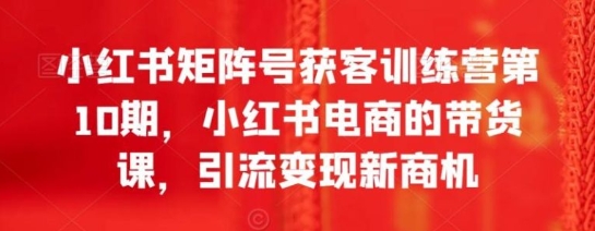 小红书矩阵号获客训练营第10期，小红书电商的带货课，引流变现新商机-巨丰资源网