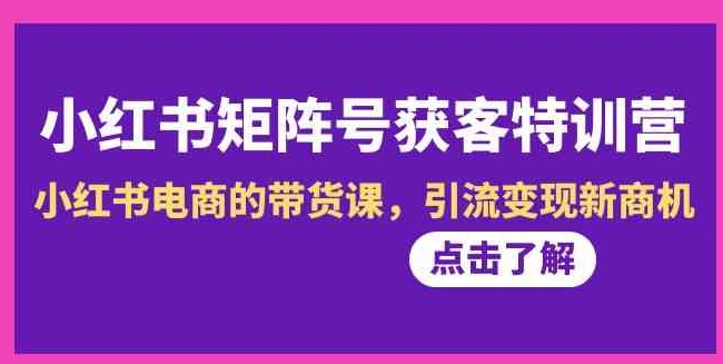 小红书-矩阵号获客特训营-第10期，小红书电商的带货课，引流变现新商机-巨丰资源网