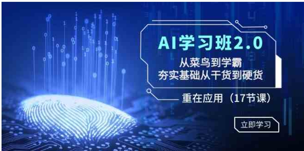 AI学习班2.0：从菜鸟到学霸，夯实基础从干货到硬货，重在应用-巨丰资源网