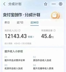 支付宝短视频平台搬运赚钱攻略，1万播放300+，属实夸张？搬运即可！-巨丰资源网