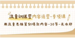 流量训练营之内容运营-专项课，用流量思维策划爆款内容-30节-无水印-巨丰资源网