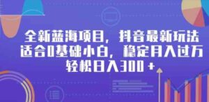 （9242期）全新蓝海项目，抖音最新玩法，适合0基础小白，稳定月入过万，轻松日入300＋-巨丰资源网