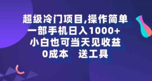 （9291期）超级冷门项目,操作简单，一部手机轻松日入1000+，小白也可当天看见收益-巨丰资源网