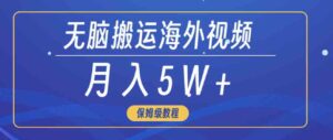 （9361期）无脑搬运海外短视频，3分钟上手0门槛，月入5W+-巨丰资源网