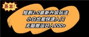 （9375期）短剧2.0最新升级玩法，小白也能快速入门，无脑搬运日入200+-巨丰资源网