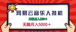 （9448期）2024网易云音乐人挂机项目，单机日入150+，无脑月入5000+-巨丰资源网