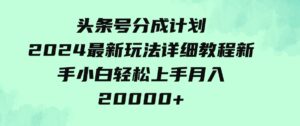 （9530期）头条号分成计划：2024最新玩法详细教程，新手小白轻松上手月入20000+-巨丰资源网