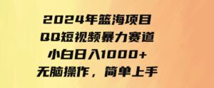 9532期）2024年篮海项目，QQ短视频暴力赛道，小白日入1000+，无脑操作，简单上手。-巨丰资源网