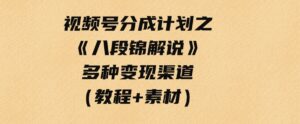 （9537期）视频号分成计划之《八段锦解说》，多种变现渠道，小白友好（教程+素材）-巨丰资源网