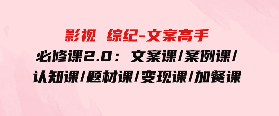 （9572期）影视综纪-文案高手必修课2.0：文案课/案例课/认知课/题材课/变现课/加餐课-巨丰资源网