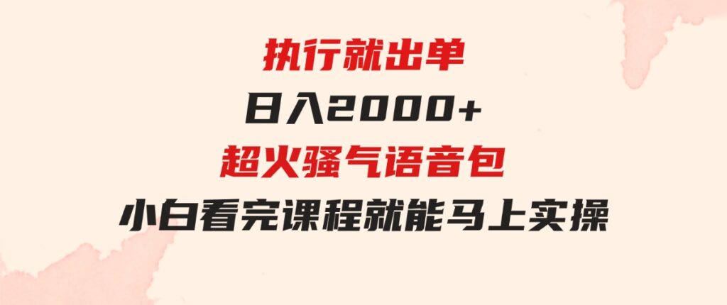 （9589期）执行就出单，日入2000+，超火骚气语音包，小白看完课程就能马上实操-巨丰资源网