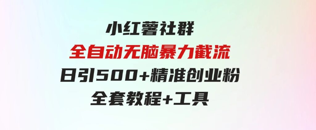 （9615期）小红薯社群全自动无脑暴力截流，日引500+精准创业粉-巨丰资源网