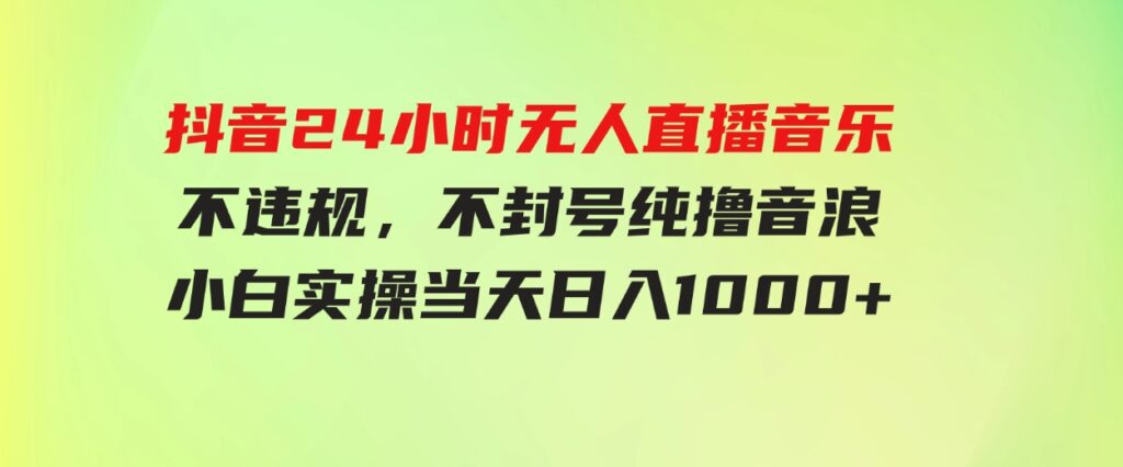 (9622期）抖音24小时无人直播音乐，不违规，不封号纯撸音浪，小白实操当天日入1000+-巨丰资源网