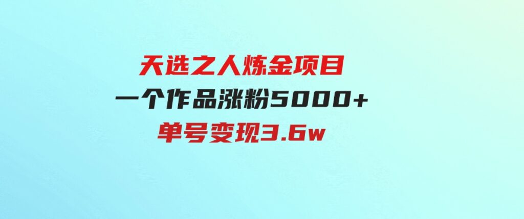 （9693期）天选之人炼金项目，一个作品涨粉5000+，单号变现3.6w-巨丰资源网