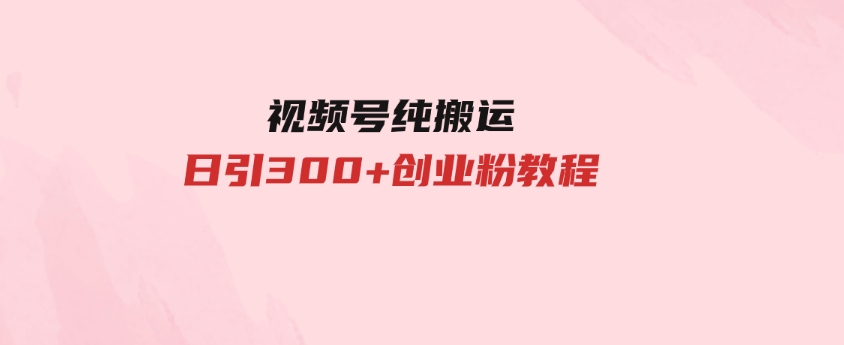 视频号纯搬运日引300+创业粉教程！-巨丰资源网