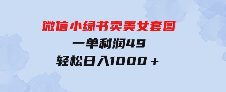 冷门微信小绿书卖美女套图，一单利润49，轻松日入1000＋-巨丰资源网