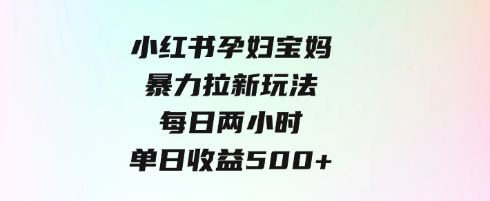 小红书孕妇宝妈暴力拉新玩法，每日两小时，单日收益500+-巨丰资源网