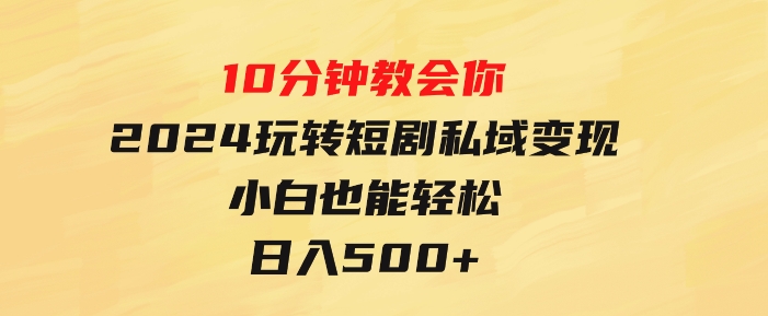 10分钟教会你2024玩转短剧私域变现，小白也能轻松日入500+-巨丰资源网