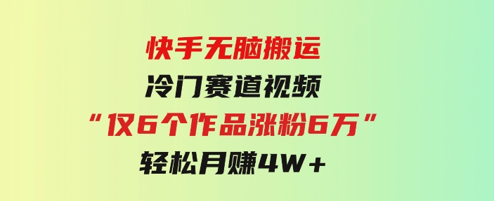 快手无脑搬运冷门赛道视频“仅6个作品涨粉6万”轻松月赚4W+-巨丰资源网