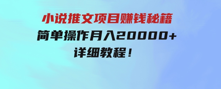 简单操作，月入20000+，详细教程！小说推文项目赚钱秘籍！-巨丰资源网