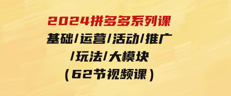 2024拼多多系列课：基础/运营/活动/推广/玩法/大模块（62节视频课）-巨丰资源网