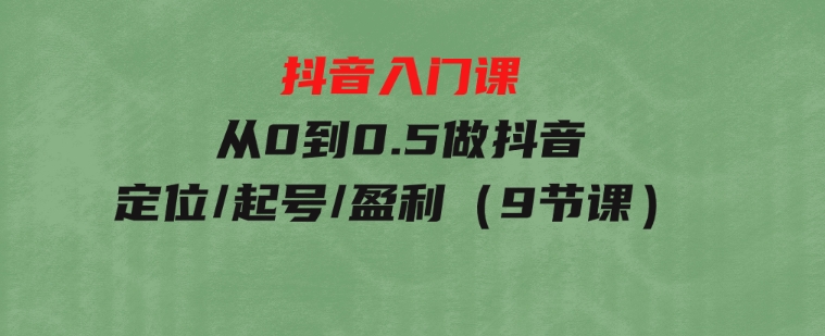 抖音入门课，从0到0.5做抖音，定位/起号/盈利（9节课）-巨丰资源网