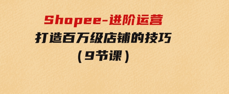 Shopee-进阶运营：打造百万级店铺的技巧（9节课）-巨丰资源网