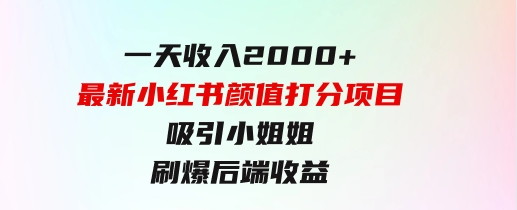 一天收入2000+，最新小红书颜值打分项目，吸引小姐姐，刷爆后端收益-巨丰资源网