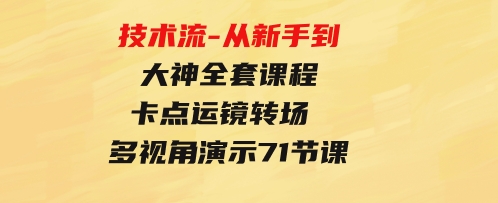 技术流-从新手到大神全套课程，卡点运镜转场多视角演示通俗易懂-71节课-巨丰资源网