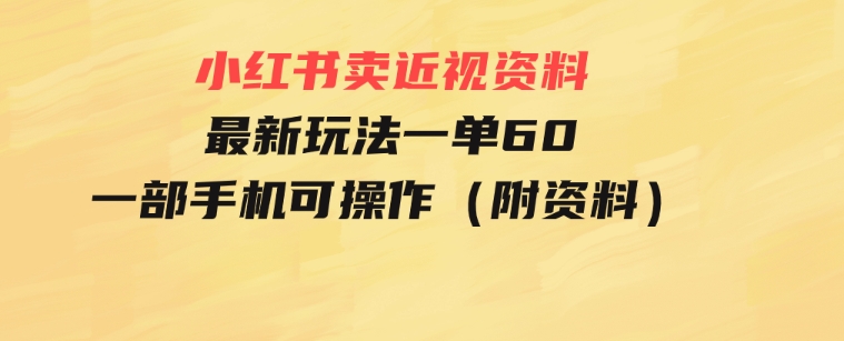 小红书卖近视资料最新玩法，一单60月入过万，一部手机可操作（附资料）-巨丰资源网