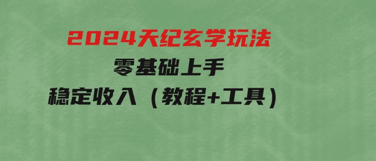 2024天纪玄学玩法，零基础上手，稳定收入（教程+工具）-巨丰资源网