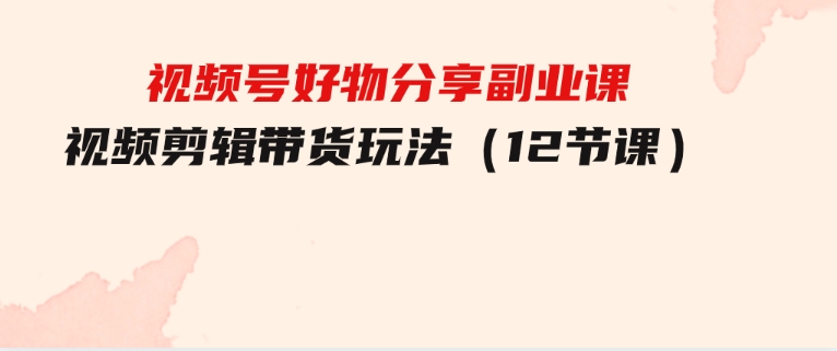 视频号好物分享副业课，视频剪辑带货玩法（12节课）-巨丰资源网