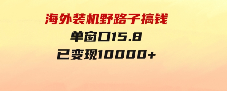 海外装机，野路子搞钱，单窗口15.8，已变现10000+-巨丰资源网