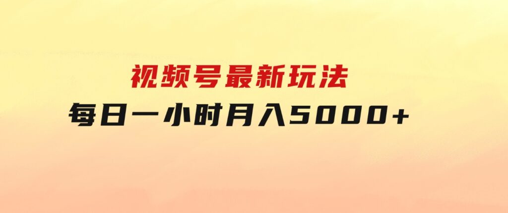 视频号最新玩法，每日一小时月入5000+-巨丰资源网