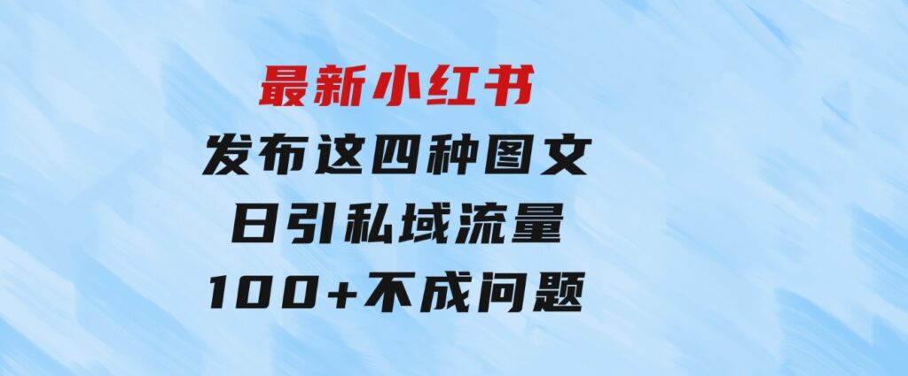 最新小红书发布这四种图文，日引私域流量100+不成问题，-巨丰资源网