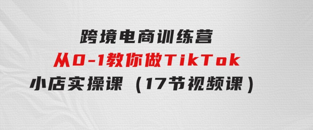 跨境电商训练营：从0-1教你做TikTok小店实操课（17节视频课）-巨丰资源网