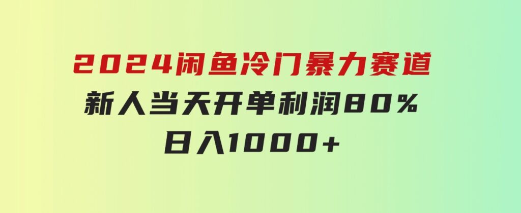 2024闲鱼冷门暴力赛道，新人当天开单，利润80%，日入1000+-巨丰资源网