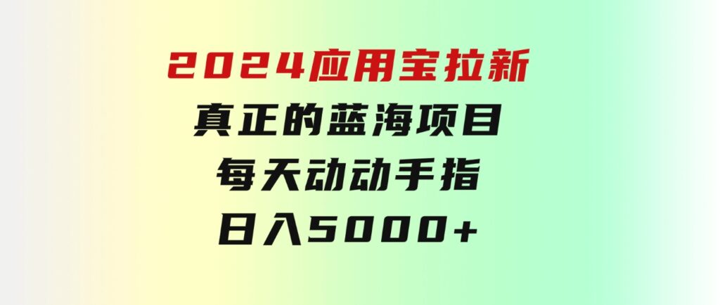 2024应用宝拉新，真正的蓝海项目，每天动动手指，日入5000+-巨丰资源网